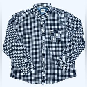 Ben Sherman Men’s 2XL Classic Gingham Check Button Down Shirt Blue White Cotton
